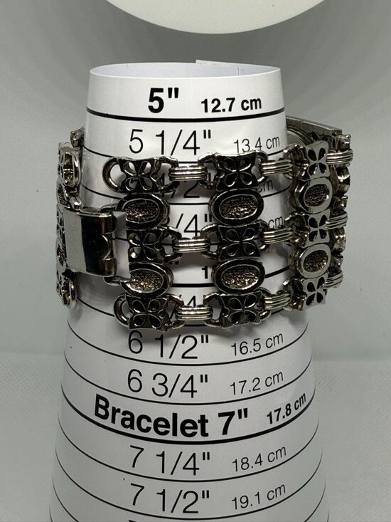 Vintage Le Monde Wind Up Watch Silver Tone Filigree Bracelet Mechanical Wristwat main image 10